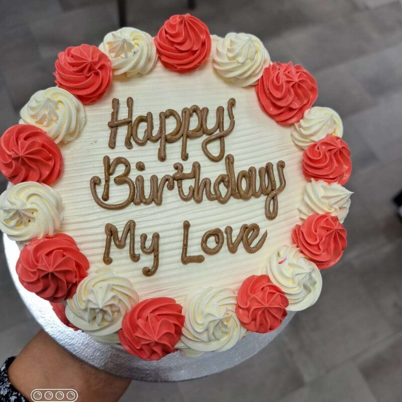 Red and White Piping Cake