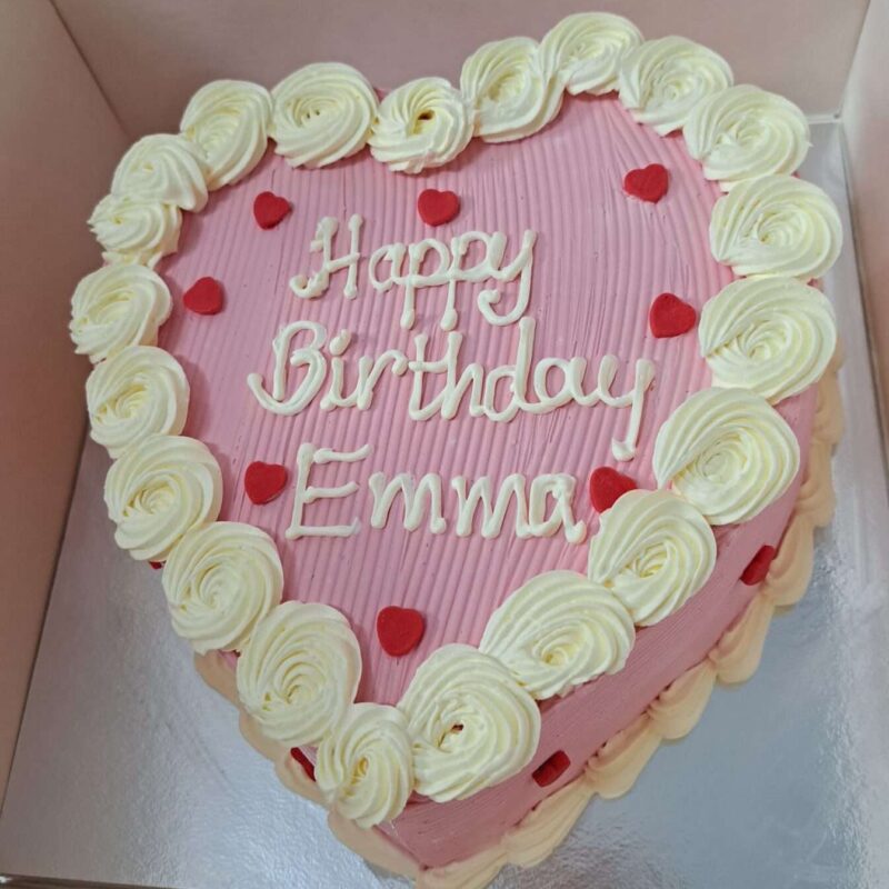 Pink Base With White Rose & Heart