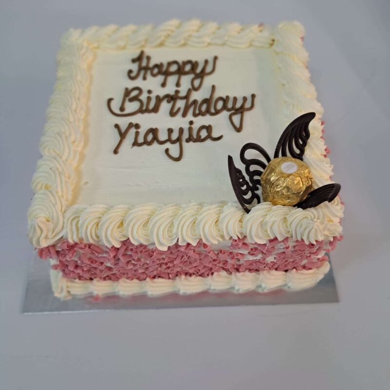 Pink curl Square Cake