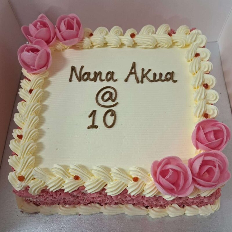 Pink Curl Square Cake