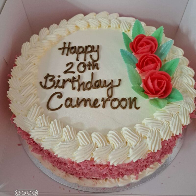 Pink curl  top flower cake