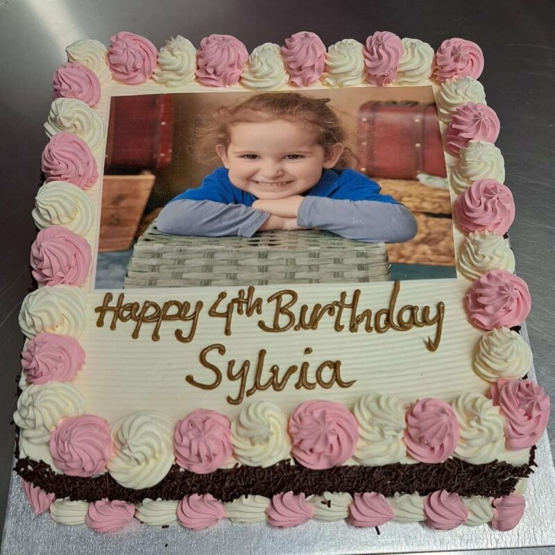 Vanilla Pink and white photo cake