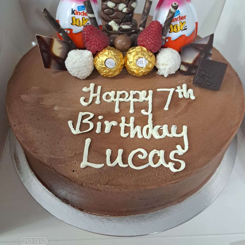 Chocolate loaded cake with kinder & Ferarro.