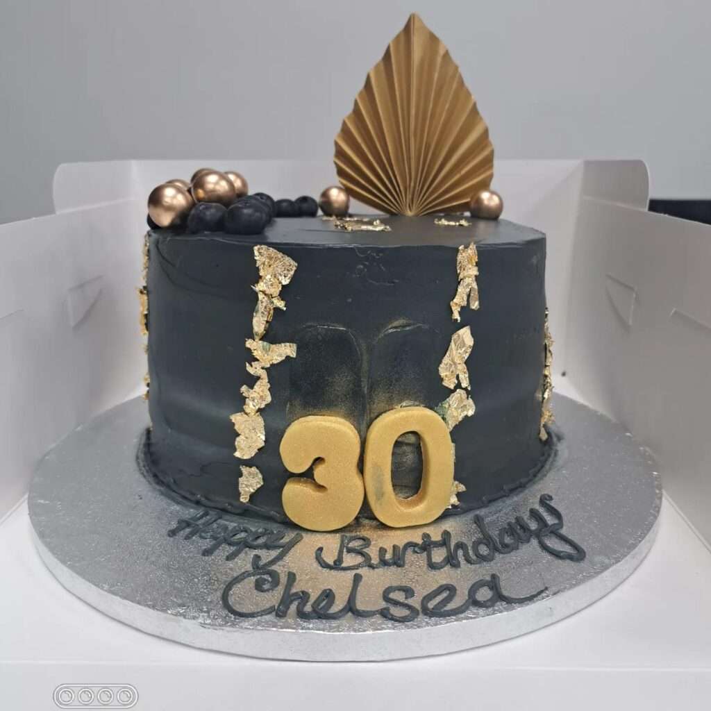 Black theme gold cake -8"
