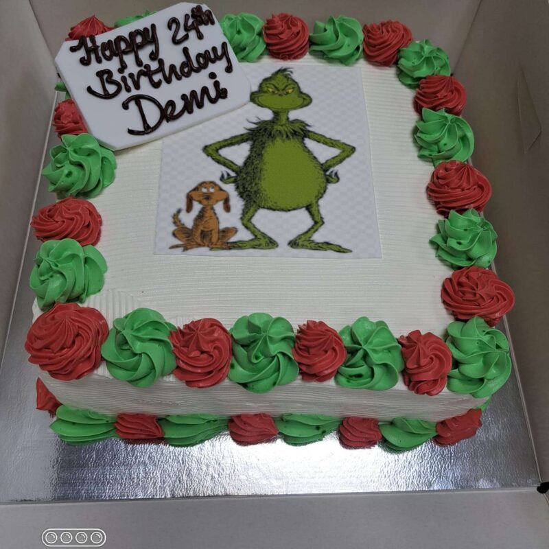 Greenwich cake photo in red n green