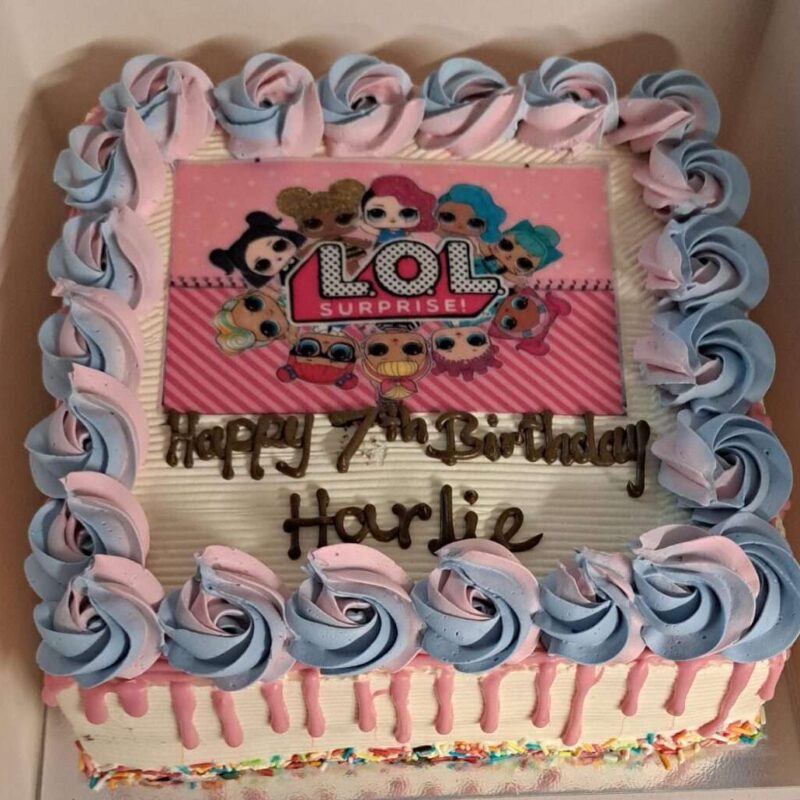 LOL cake in 2 shades with drip
