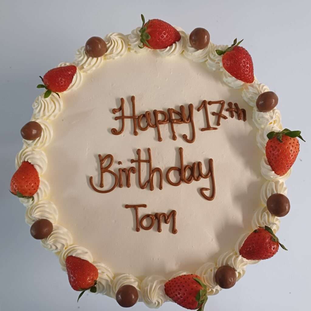 White Cream cake with Strawberry& Maltesers