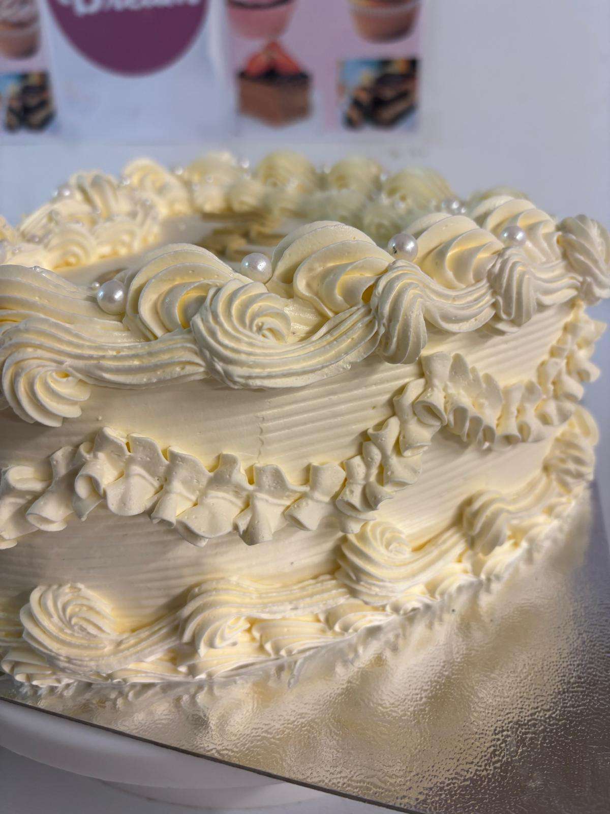 White Elegant Engaged Cake - Image 3