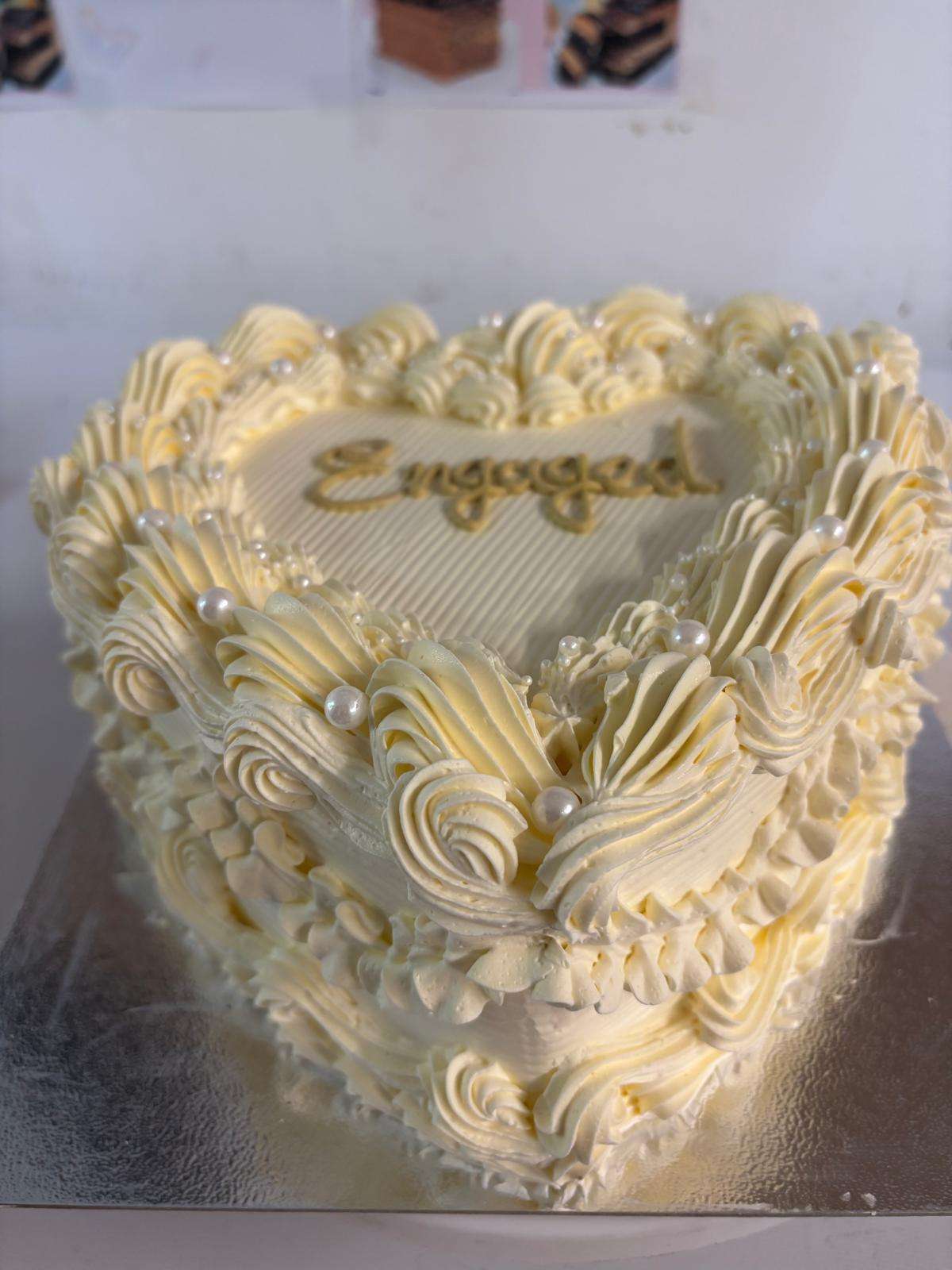 White Elegant Engaged Cake - Image 2