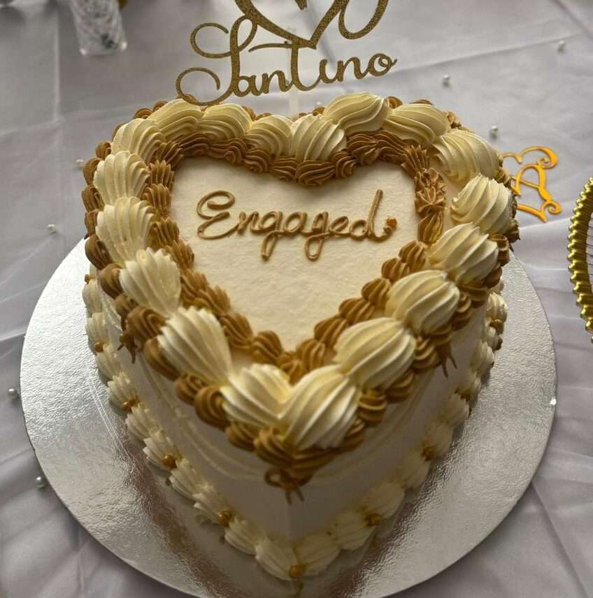 Engaged Special cake -1 Browny Gold and white Combination.