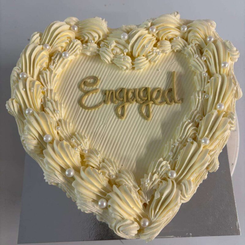 White Elegant Engaged Cake