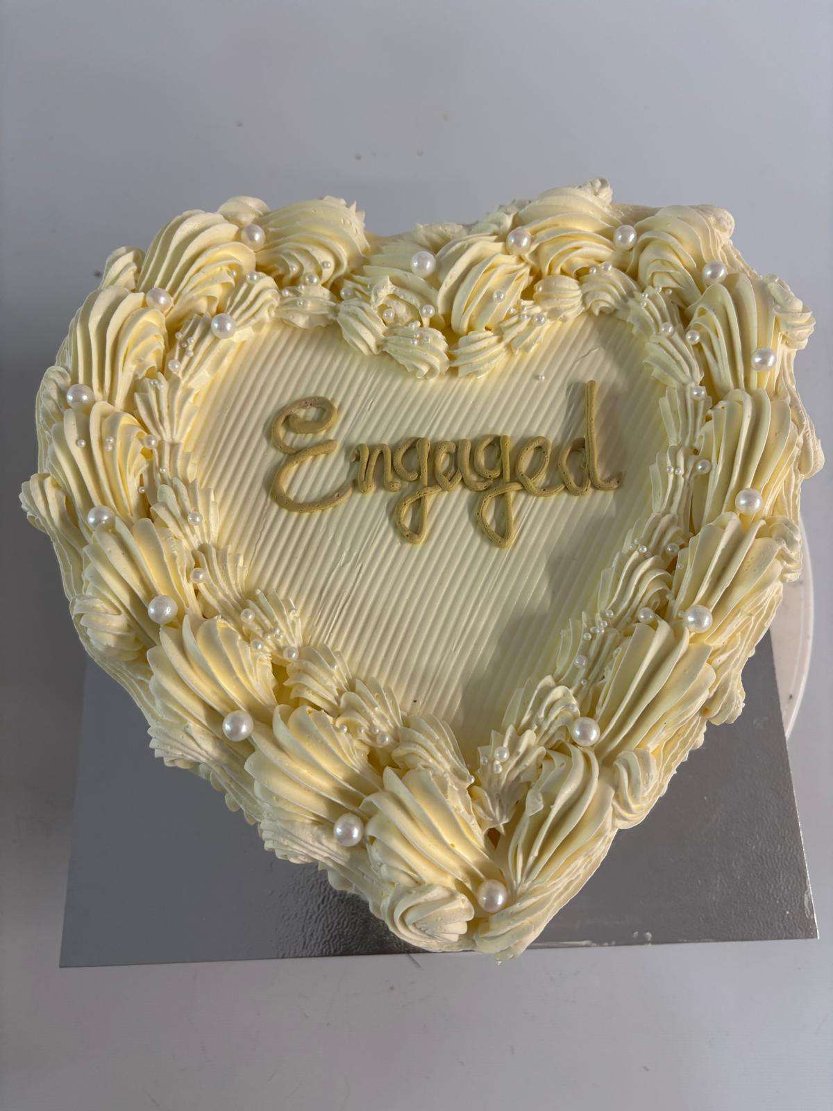 White Elegant Engaged Cake