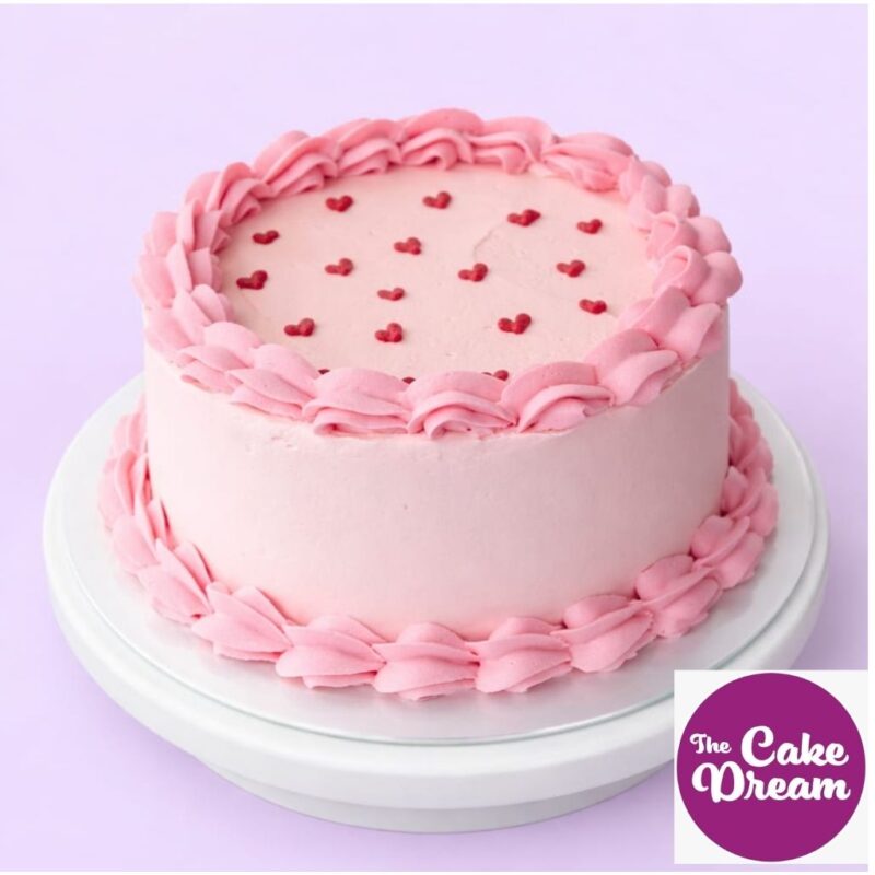 Light Pink Cake with Small Red Heart --Valentines Special