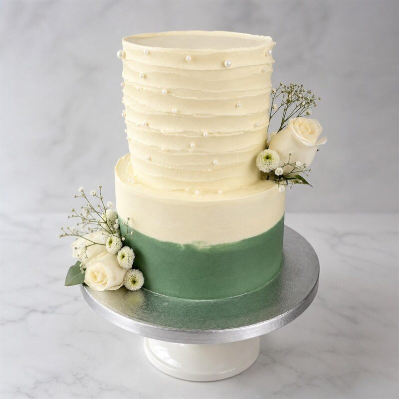 Signature Tiers cake with Sage Green- Wedding special